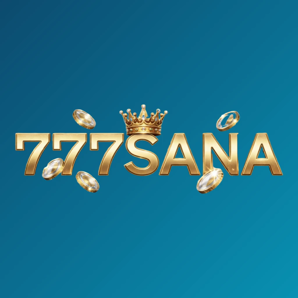 777SANA casino-style logo with golden letters, a crown element, and sparkling coins, creating a luxury gaming atmosphere in a wide horizontal rectangular wordmark with a transparent background